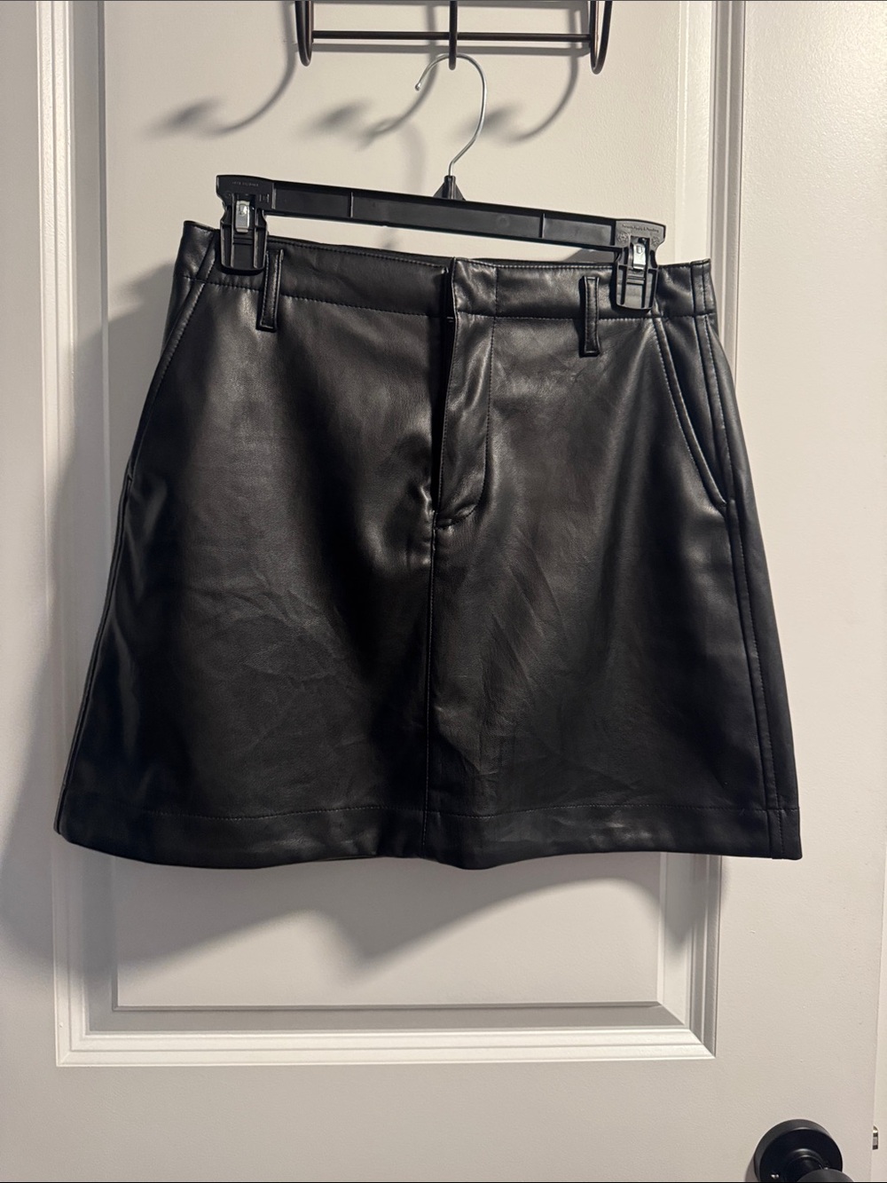 GAP Black Faux Leather A-Line Skirt